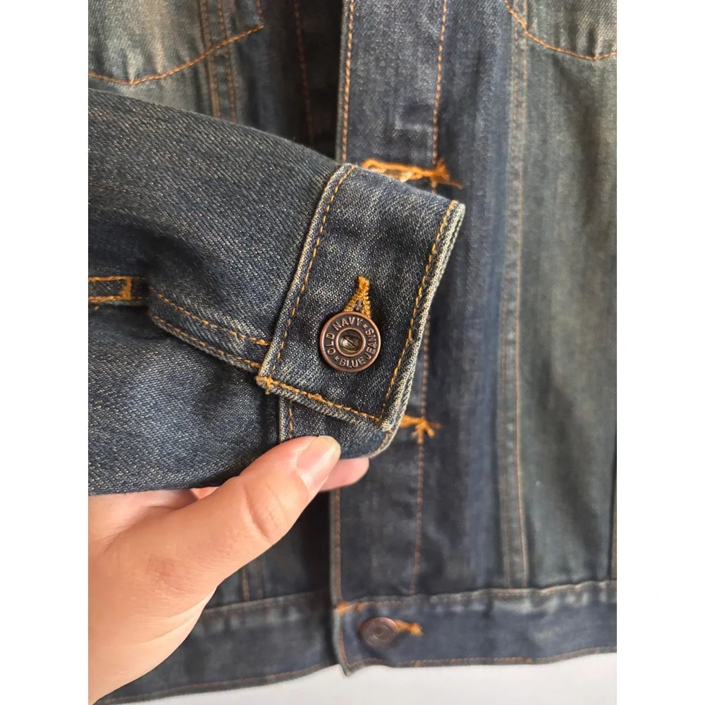 Old Navy‎ Women Denim Jacket Dark Wash Button Front Classic Fit Casual